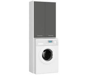 AKORD | Columna empotrada para Lavadora | Mueble Alto con 2 Puertas | Mueble contenedor de baño | CajoNero para Lavadora | 64x180x30 cm | Peso 30 kg | Blanco/Gris Grafito