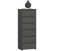 AKORD Cómoda Alta y Estrecha CL6 con 6 Cajones Sinfonier 40x35x109 cm | Cajonera Estrecha para Dormitorio, Salón, Pasillo y Habitación Infantil, Guías de Rodillos, Tablero Laminado de 16 mm