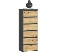 Cómoda AKORD CL6 Grafito Gris 40 cm 6 cajones frente en color Roble Artisan 40x35x109 cm