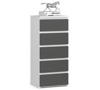 AKORD | Cómoda con 5 cajones | Cómoda Alta | Mueble Moderno para Sala de Estar, Comedor, Dormitorio, Entrada, baño | Armario para habitación Infantil | 35x40x92 cm | Blanco & Gris Grafito Frente