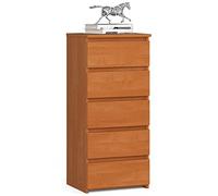 AKORD | Cómoda con 5 cajones | Cómoda Alta | Mueble Moderno para Sala de Estar, Comedor, Dormitorio, Entrada, baño | Armario para habitación Infantil | 35x40x92 cm | Aliso