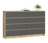 AKORD | Cómoda con 8 cajones | armario de cajones | funcional | para salón | para dormitorio | duradero | guía de ruedas | diseño universal | borde ABS 40 x 160 x 99 cm