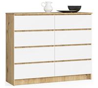 AKORD - Cómoda grande | Armario de comodo | Ahorro de espacio | Práctico | Robusto | Guía con ruedas | Canción ABS | Cómoda de almacenamiento | Muebles de salón | Roble Artesano