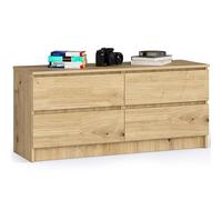 AKORD Cómoda K 120 cm | 4 cajones | para salón, dormitorio, estudio | diseño funcional moderno | tablero laminado de 16 mm | color roble Artisan