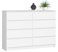 AKORD Cómoda K-140 con 8 cajones (2 x 4) | para el salón, dormitorio, armario de salón, elegante y funcional, 138 x 99 x 40 cm, peso 72 kg