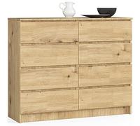 AKORD Cómoda K120 Roble Artisan 120 cm 8 cajones Frente en Color Roble Artisan 120x40x99 cm