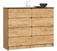 AKORD Cómoda K120 Roble Craft 120 cm 8 cajones Frente en Color Roble Craft 120x40x99 cm