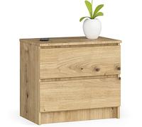 AKORD Cómoda K60 con 2 cajones, para salón, dormitorio, armario, oficina, estudio, diseño funcional moderno, 60 x 55 x 40 cm, peso 20 kg, roble artesano