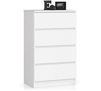 AKORD Cómoda K60 con 3 cajones | Credenza Alta | Mueble Moderno para Sala de Estar, Comedor, Dormitorio, Entrada, baño | Armario Infantil | 60x77x40 cm 25 kg | Blanco