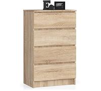 AKORD Cómoda K60 con 3 cajones | Credenza Alta | Mueble Moderno para Sala de Estar, Comedor, Dormitorio, Entrada, baño | Armario Infantil | 60x77x40 cm 25 kg | Roble Sonoma