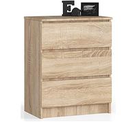 AKORD Cómoda K60 con 3 cajones | Credenza Alta | Mueble Moderno para Sala de Estar, Comedor, Dormitorio, Entrada, baño | Armario Infantil | 60x77x40 cm 25 kg | Roble Sonoma