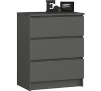 AKORD Cómoda K60 con 3 cajones | Credenza Alta | Mueble Moderno para Sala de Estar, Comedor, Dormitorio, Entrada, baño | Armario Infantil | 60x77x40 cm 25 kg | Gris Grafito
