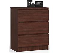 AKORD Cómoda K60 con 3 cajones | Credenza Alta | Mueble Moderno para Sala de Estar, Comedor, Dormitorio, Entrada, baño | Armario Infantil | 60x77x40 cm 25 kg | Wenge