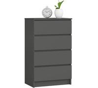AKORD Cómoda K60 Grafito Gris 60 cm 4 cajones Frente en Color Grafito Gris 60x40x99 cm