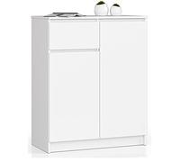 AKORD Cómoda K80 con 2 Puertas y 1 cajón | Mueble de Entrada para baño | Armario para Infantil | Mesita de Noche | Diseño Moderno | 80 x 99 x 40 cm, Peso 34 kg | Blanco