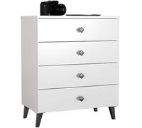 AKORD Cómoda MOBI Blanco 60 cm 4 cajones con Tiradores Negros 60x37x73 cm