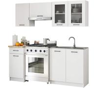 AKORD | Conjunto de Muebles de Cocina Oliwia | Completa Pequeña | Mueble Modular | A Medida 180 cm | Modulares Pequeñas | Blanco con Vitrina