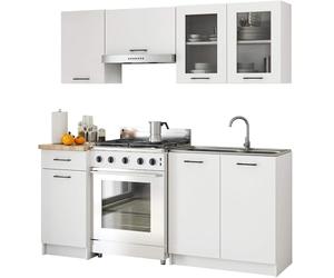 AKORD | Conjunto de Muebles de Cocina Oliwia | Completa Pequeña | Mueble Modular | A Medida 180 cm | Modulares Pequeñas | Blanco con Vitrina