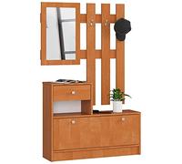 AKORD | Conjunto de zapatero y perchero | Zapatero con 1 compartimento y 1 nicho con 1 cajón 90 x 70 x 25 cm | y Perchero de Pared con Espejo 90 x 100 cm | Set Completo de Entrada | Peso 39 kg | Aliso
