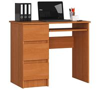AKORD Escritorio A-6 con Estante para Teclado y 3 Cajones | Escritorio de Oficina | 90x77x50cm 30 kg (Aliso)
