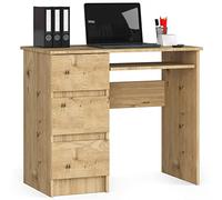 AKORD Escritorio A-6 con Estante para Teclado y 3 Cajones | Oficina | Ahorro de Espacio | 90x77x50cm 30 kg (Roble Artesano)