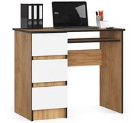 AKORD - Escritorio de ordenador A-6 con tablet teclado | 90 x 77 x 50 cm 30 kg | 3 cajones | Escritorio pequeño para dormitorio PC Desk Mesa infantil | Roble Artisanal/Blanco