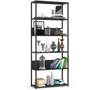 AKORD | Estanteria Metalica de 80 cm | Estantes de librería | Ahorro de Espacio | 6 estantes | Biblioteca Loft | Resistente | Estable | Mueble Multiusos | Moderno Negro