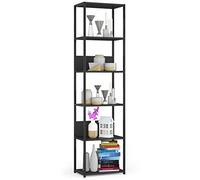 AKORD | Estanteria Metalica Estilo | Estantes de Librería | Ahorro de Espacio | 6 estantes | Biblioteca Loft | Resistente | Estable | Mueble Multiusos (Negro & Negro, 192 x 50 x 32 cm)