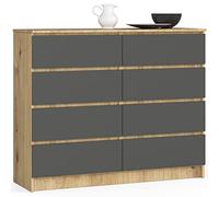AKORD Grande Cómoda | Armario de comoda | Ahorro de espacio | Práctico | Resistente | Guía con ruedas | Canción ABS | Cómoda de almacenamiento | Muebles de salón | Roble Artesanía/Gris Grafito