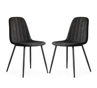 AKORD Juego de 2 Sillas de Comedor LUMO de Terciopelo Gesteppt con Patas Negras, 43,5 x 87 x 45,5 cm, Negro