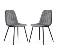 AKORD Juego de 2 Sillas de Comedor LUMO de Terciopelo Gesteppt con Patas Negras, 43,5 x 87 x 45,5 cm, Grafito Oscuro