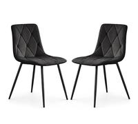 AKORD Juego de 2 Sillas de Comedor Milo de Terciopelo Gesteppt con Patas Negras, 43,5 x 87 x 45,5 cm, Negro