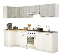AKORD | Juego de muebles de cocina Olivia 3 m | Cocina completa pequeña | Componible a medida 46x180x174 cm | Diseño moderno y tradicional | Cemento y blanco frontal