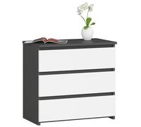 AKORD Mesita de Noche CL-3 con 3 cajones | Sala de Estar, Dormitorio, Armario, Oficina y Estudio | 60 x 57 x 35 cm | Peso 26 kg | Color Gris Grafito | Blanco
