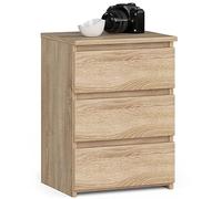 AKORD | Mesita de Noche CL3 con 3 cajones | Sala de Estar, Dormitorio, Armario, Oficina y Estudio | 60 x 57 x 35 cm | Peso 26 kg |