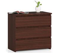 AKORD Mesita de Noche CL3 con 3 cajones | Sala de Estar, Dormitorio, Armario, Oficina y Estudio | 60 x 57 x 35 cm | Peso 26 kg | Color Wengé