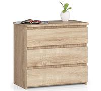 AKORD Mesita de Noche CL3 con 3 cajones | Sala de Estar, Dormitorio, Armario, Oficina y Estudio | 60 x 57 x 35 cm | Peso 26 kg | Color Roble Sonoma