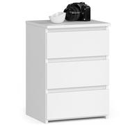 AKORD | Mesita de Noche CL3 con 3 cajones | Sala de Estar, Dormitorio, Armario, Oficina y Estudio | Diseño Moderno y Funcional | 35 x 40 x 57 cm, 26 kg | Color Blanco