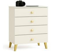 AKORD Mesita de Noche MOBI 60 cm 4 cajones Acabado en Color Kashmir con Tiradores Dorados 60x37x73 cm