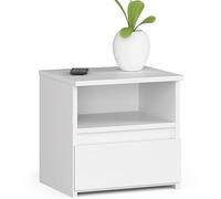 AKORD | Mesita de noche pequeña con 1 cajón y 1 estante | Armario de dormitorio | Mueble multiusos | CajoNero escritorio | Ahorro de espacio | 40 x 40 x 35 cm | Laminado de aglomerado de 16mm | Blanco