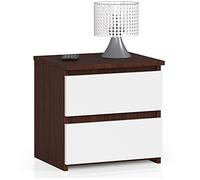 AKORD | Mesita de Noche pequeña con 2 cajones | Armario de Dormitorio | Mueble Multiusos | CajoNero Escritorio | Ahorro de Espacio | 40 x 40 x 35 cm | Laminado de aglomerado de 16 mm | Wengé/Blanco