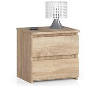 AKORD | Mesita de Noche pequeña con 2 cajones | Armario de Dormitorio | Mueble Multiusos | CajoNero Escritorio | Ahorro de Espacio | 40 x 40 x 35 cm | Laminado de aglomerado de 16 mm | Roble Sonoma