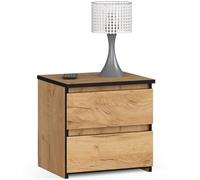 AKORD | Mesita de Noche pequeña con 2 cajones | Armario de Dormitorio | Mueble Multiusos | CajoNero para Escritorio | 40 x 40 x 35 cm | Laminado de aglomerado de 16 mm | Roble Artisan