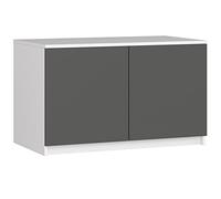 AKORD | Módulo Superior de Armario | Aumenta la Capacidad | Armario de 2 Estantes y 2 Puertas | Resistente | Fácil de Montar | 90x51x55 cm | Blanco/Gris Grafito