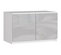 AKORD | Módulo Superior de Armario | Aumenta la Capacidad del Armario | Armario de 2 estantes y 2 Puertas | Resistente | Fácil de Montar | 90x 51 x 55 cm | Blanco | Metálico Brillante