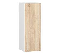 AKORD Mueble Colgante de Cocina W30, Sistema Lima, Blanco, 30 cm, 1 Puerta, Roble Sonoma, Mate, 2 estantes, 30x30,5x72 cm