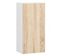 AKORD Mueble Colgante de Cocina W40, Sistema Lima, Blanco, 40 cm, 1 Puerta, Roble Sonoma, Mate, 2 estantes, 40x30,5x72 cm