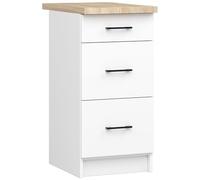 AKORD | Mueble de Cocina Con Encimera Oliwia S40 | Base Con 3 Cajones | Entrada | Aparador | Isla | Armario | 46x40x85 cm | Blanco