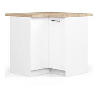AKORD | Mueble de Cocina en Esquina Con Encimera Oliwia S90 | Base Con 2 Puertas y 2 Estantes | de Entrada | Aparador | Isla | Armario | 46 x 90 x 85 cm | Blanco
