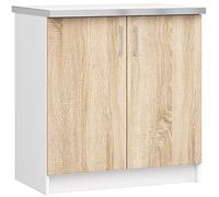 AKORD Mueble de Cocina Lima | Mueble con encimera de Cocina 80x44,5x82 cm | Funcional | Resistente | Diseño Moderno | para cocinas Grandes y pequeñas | Fácil de Limpiar | Blanco | Roble Sonoma